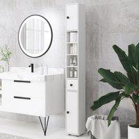 Kleankin Slim Bathroom Cabinet, Toilet Roll Storage w/ Shelves in White