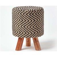 Homescapes Modern Style Diamond Jute Footstool in Black