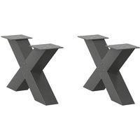 Berkfield Home Coffee Table Legs X-Shaped 2 pcs Anthracite 50x(30-31) cm Steel in Black