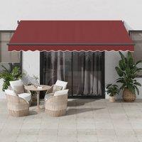 Berkfield Home Manual Retractable Awning with LEDs Burgundy 400x300 cm in Black