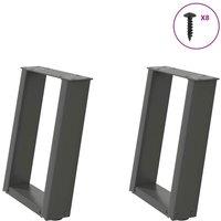 Berkfield Home Coffee Table Legs U-Shaped 2 pcs Anthracite 28x(42-43) cm Steel in Black