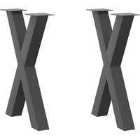 Dining Table Legs X-Shaped 2 pcs Anthracite 50x(72-73) cm Steel