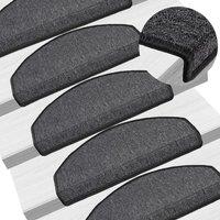 Berkfield Home Carpet Stair Treads 15 pcs Anthracite 65x24x4 cm in Black | Size: Medium