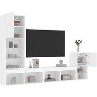 4 Piece TV Wall Units with LED White Engineered Wood