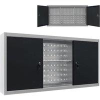 Berkfield Home Wall Mounted Tool Cabinet Industrial Style Metal Grey & Black