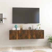 Hanging TV Cabinets 2 pcs Smoked Oak 60x30x30 cm