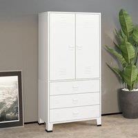 Berkfield Home Industrial Wardrobe White 90x50x180 cm Metal | Size: 90 x 50 x 180 cm