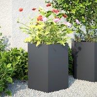 Berkfield Home Garden Planter 2 pcs Anthracite Hexagon 46x40x45 cm Steel in Black | Size: 46 x 40 x 45 cm