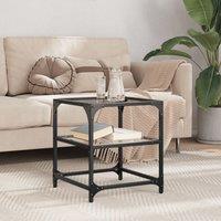 Berkfield Home Coffee Table with Transparent Glass Top 40x40x45 cm Steel in Black | Size: 40 x 40 x 45 cm