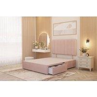 Somnior Austin Divan Bed Base with 2 Storage Drawers & Headboard Velvet in Pink | Size: Super King