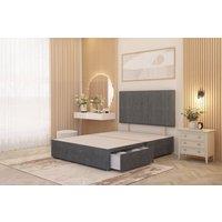 Somnior Austin Divan Bed Base with 2 Storage Drawers & Headboard Velvet in Silver | Size: Super King