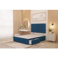Somnior Austin Divan Bed Base with 2 Storage Drawers & Headboard Velvet in Navy | Size: Double