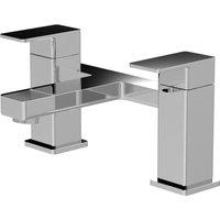 Balterley Square Deck Mounted Bath Filler Tap with Dual Levers - Chrome in Silver