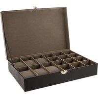 Harvey Makin Men's Watch/Cufflink Box Holds 6 Watches/12 Cufflinks in Black