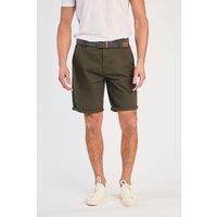 Tokyo Laundry Men's Cotton Belted Chino Shorts in Green | Size: Small