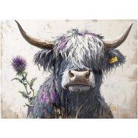 Warren Reed - Designer Highland Cow Amongst Thistles Chopping Board