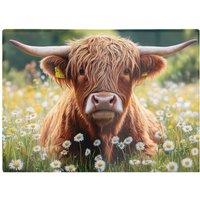 Warren Reed - Designer Highland Cown & Daisies Chopping Board in Brown