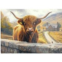 Warren Reed - Designer Scottish Highland Cow Chopping Board in Brown