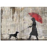 Warren Reed - Designer Rainy Day Walk With Red Umbrella Chopping Board