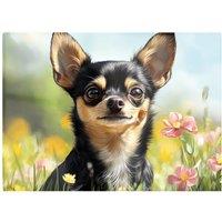 Warren Reed - Designer Chihuahua Enjoying A Summer Meadow Chopping Board