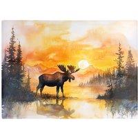 Warren Reed - Designer Watercolour Moose At Sunset Chopping Board