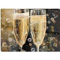 Warren Reed - Designer Splashart Bubbly Champagne Flues Chopping Board in Yellow