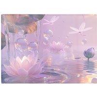 Warren Reed - Designer Enchanted Waterlilies & Bubbles Chopping Board in Purple