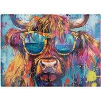 Warren Reed - Designer Splashart Highland Cow With Glasses Chopping Board