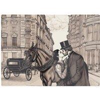 Warren Reed - Designer Victorian Lovers On A London Street Chopping Board in Black