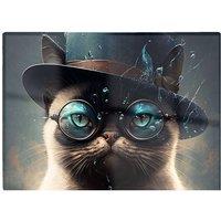 Warren Reed - Designer Siamese Cat With Glasses Splashart Chopping Board