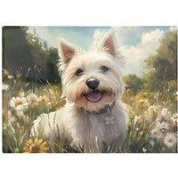 Warren Reed - Designer Happy Westie In A Summer Meadow Chopping Board
