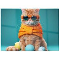 Warren Reed - Designer Cat In Glasses With Balls Of Wool Chopping Board