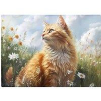 Warren Reed - Designer Fluffy Ginger Cat In A Summer Meadow Chopping Board