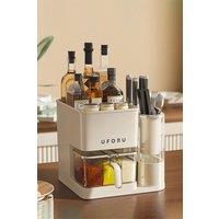 Living and Home 3-in-1 Detachable Seasoning Box 2-layer Spice Rack Knife Block with Cutlery Holder in Off-White