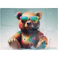 Warren Reed - Designer Splashart Bear In Glasses Chopping Board
