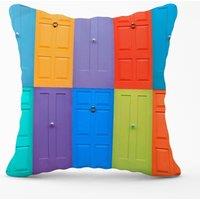 Warren Reed - Designer Colourful English Doors Cushions in Red | Size: 45 cm x 45 cm