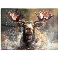Warren Reed - Designer Splashart Moose Enjoying A Swim Chopping Board