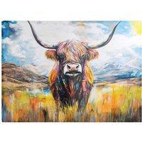 Warren Reed - Designer Colourful Highland Cow Inspired By Banksy Chopping Board