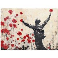 Warren Reed - Designer Banksy Inspired Poppy Fields Chopping Board in Red