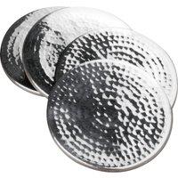 Orsina Set Of Four Hammered Effect Stainless Steel Coasters in Silver