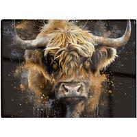 Warren Reed - Designer Bronze Splashart Highland Cow Chopping Board