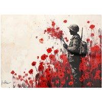 Warren Reed - Designer Banksy |Nspired Soldier & Poppies Chopping Board in Red