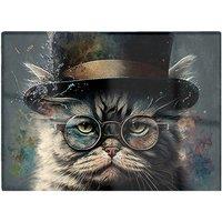 Warren Reed - Designer Selkirk Rex Cat With Glasses Splashart Chopping Board