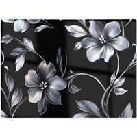 Warren Reed - Designer Metallic Effect Leaves & Flowers Chopping Board in Black