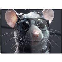 Warren Reed - Designer Splashart Rat In Glasses Chopping Board in Grey