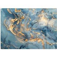 Warren Reed - Designer Azure & Gold Marble Effect Chopping Board in Blue