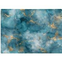 Warren Reed - Designer Gold & Blue Marble Effect Chopping Board in Black