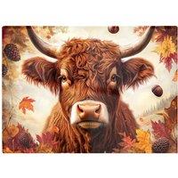 Warren Reed - Designer Autumn Highland Cow Chopping Board in Brown