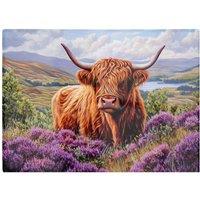 Warren Reed - Designer Highland Cow Amongst Heather Chopping Board in Brown