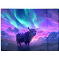 Warren Reed - Designer Northern Lights With A Highland Scene Chopping Board in Purple